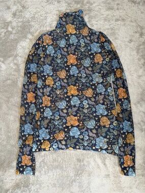 Acne Studios Women’s Floral Print Turtleneck Long Sleeve Top Size Medium